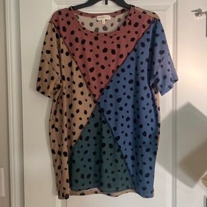 Cheetah Print Color Block Short Sleeve